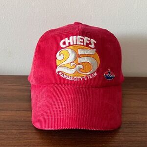 Vintage Kansas City Chiefs Corduroy Hat Red SnapBack 25th Anniversary